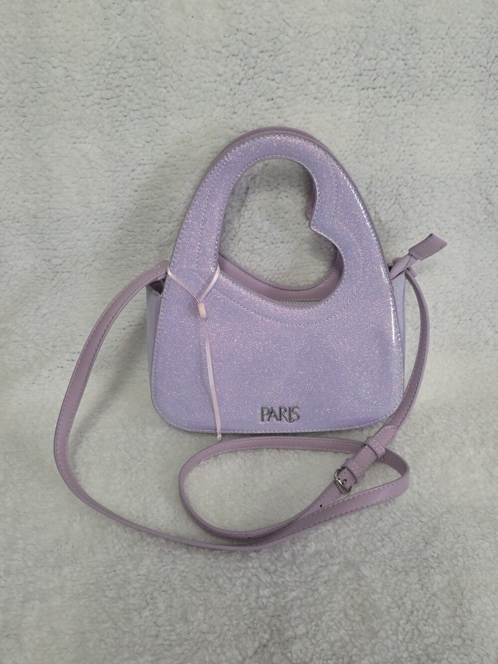 Paris Hilton Heartbreaker Top Handle Crossbody Mini Bag Glittery Lavender Purple